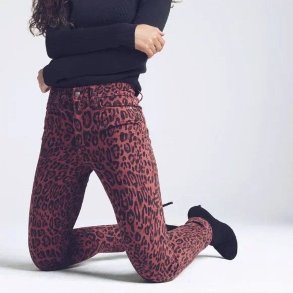 JOE'S JEANS The Charlie High Rise Skinny Ankle Twisted Leopard Sequoia Animal 30 - Picture 2 of 16